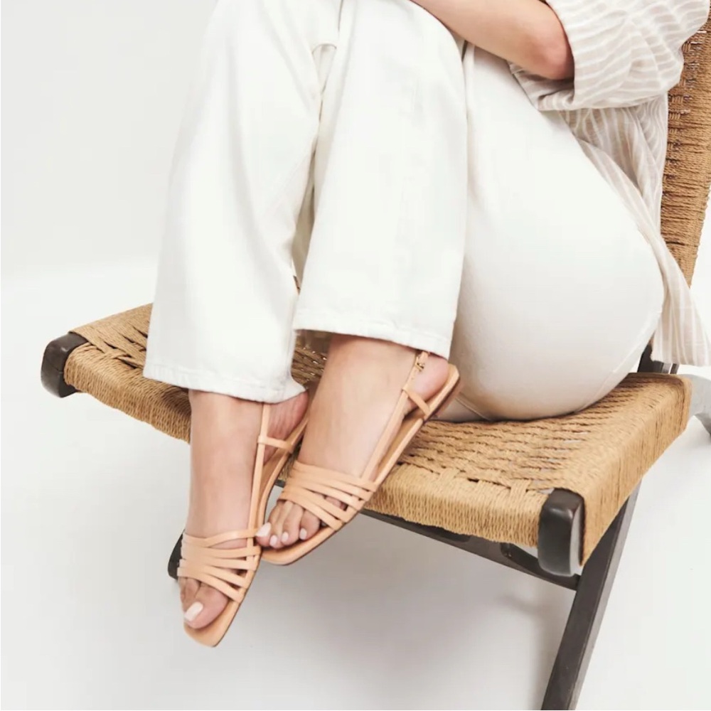 Reformation Lattice Flat Millie Sandals sz 8 natural nude